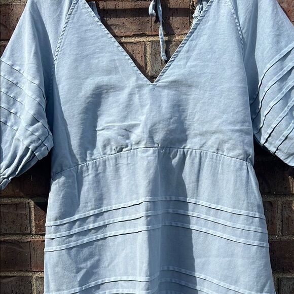 7 Seven for All Mankind Women's Light Blue V-Neck Dress M - Picture 5 of 16